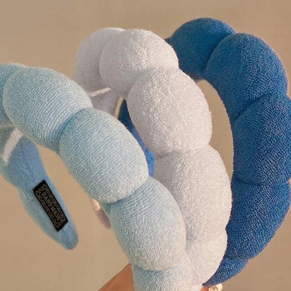 3pcs Women's Thick Fuzzy headbands light blue/ brown combo 3 pack NTW